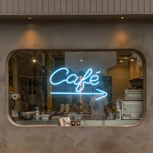 Cafe Window Neon Sign - Custom Promo Now - UK