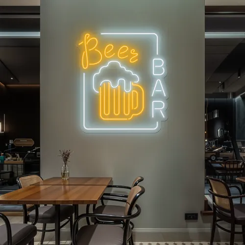 Beer Bar Vertical Neon Sign - Custom Promo Now - UK