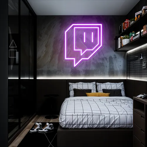 Twitch Icon Glow Neon Sign - Custom Promo Now - UK