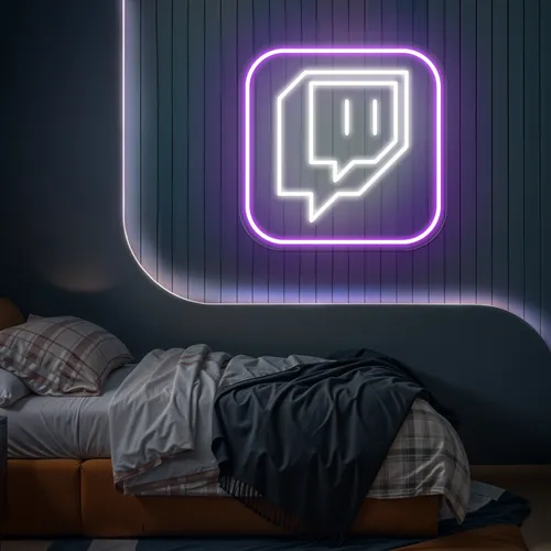 Twitch Logo Bedroom Neon Sign - Custom Promo Now - UK