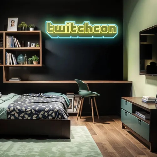 TwitchCon Bedroom Aesthetic Neon Sign - Custom Promo Now - UK