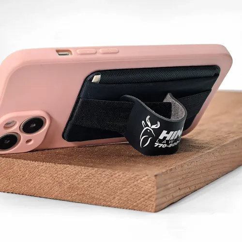 Leather Phone Wallet with Hand Grip - Custom Promo Now - UK