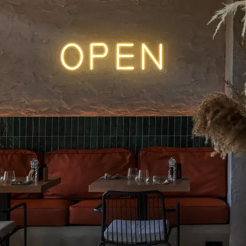 Open Block Neon Sign - Custom Promo Now - UK