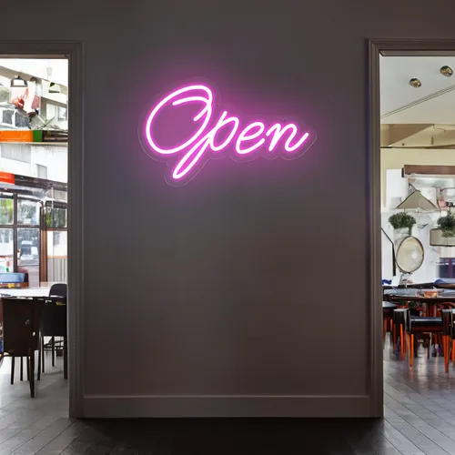 Open Script Neon Sign - Custom Promo Now - UK