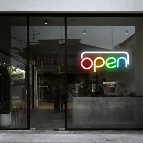 Open Multicolor Neon Sign - Custom Promo Now - UK