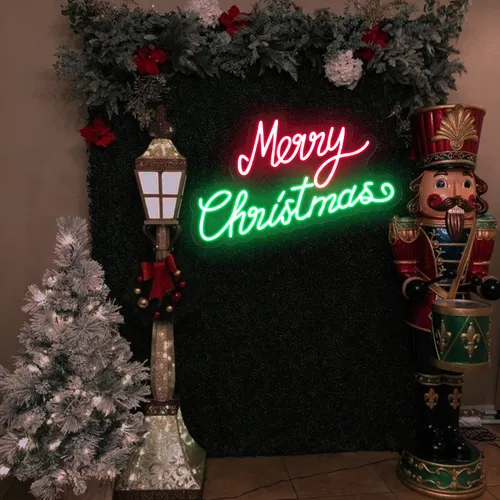 Merry Christmas Script Neon Sign - Custom Promo Now - UK