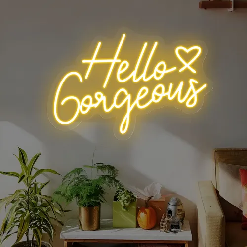 Hello Gorgeous Neon Sign - Custom Promo Now - UK