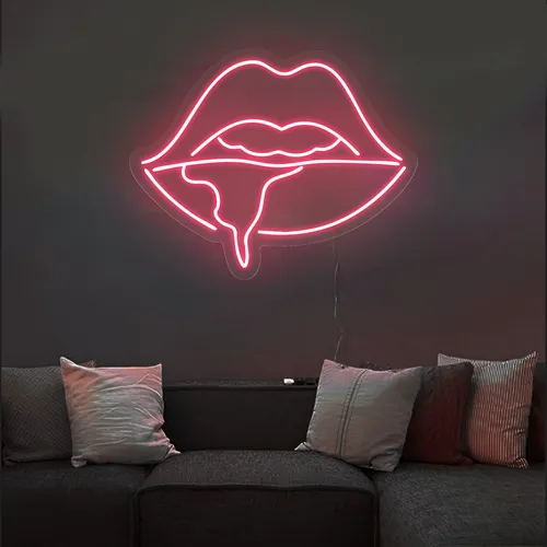 Dripping Lips Neon Sign - Custom Promo Now - UK