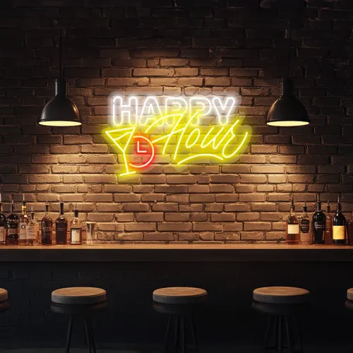 Custom Happy Hour Neon Signs - Custom Promo Now - UK