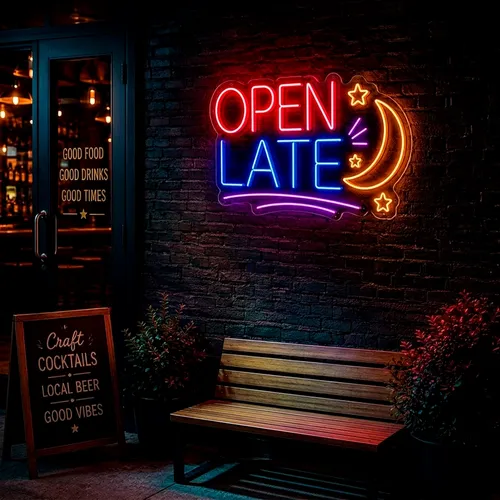 Custom Open Late Neon Signs - Custom Promo Now - UK