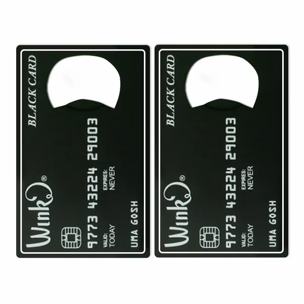 Black Card Shaped Bottle Opener - Custom Promo Now - UK