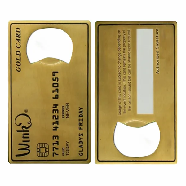 Gold Card Shaped Bottle Opener - Custom Promo Now - UK