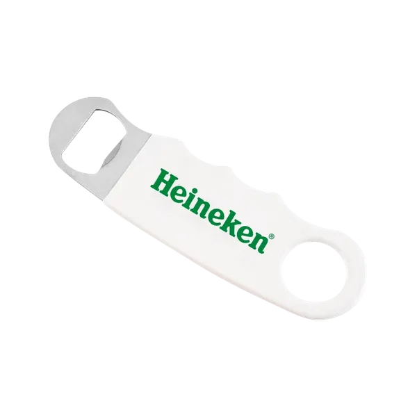White Hand Grip Flat Bottle Opener - Custom Promo Now - UK
