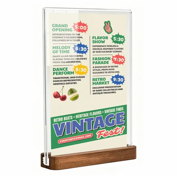 Sapele Wood Desktop Display - Custom Promo Now - UK