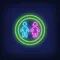 Boy & Girl Silhouettes Circle Neon Sign - Custom Promo Now - UK