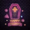 Pink Halloween Coffin Cross Neon Sign - Custom Promo Now - UK