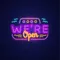 We're Open with Wave Lines Neon Sign - Custom Promo Now - UK
