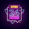 Open 24 Hours with Abstract Shapes Neon Sign - Custom Promo Now - UK