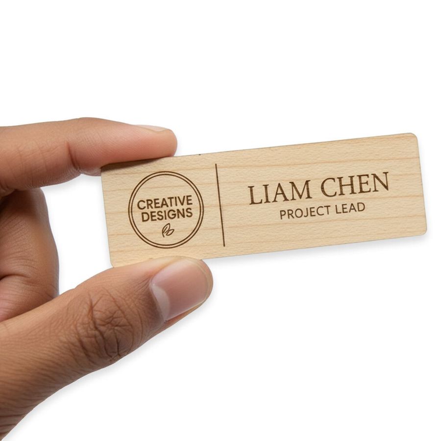 Wooden Name Badges - Custom Promo Now - UK