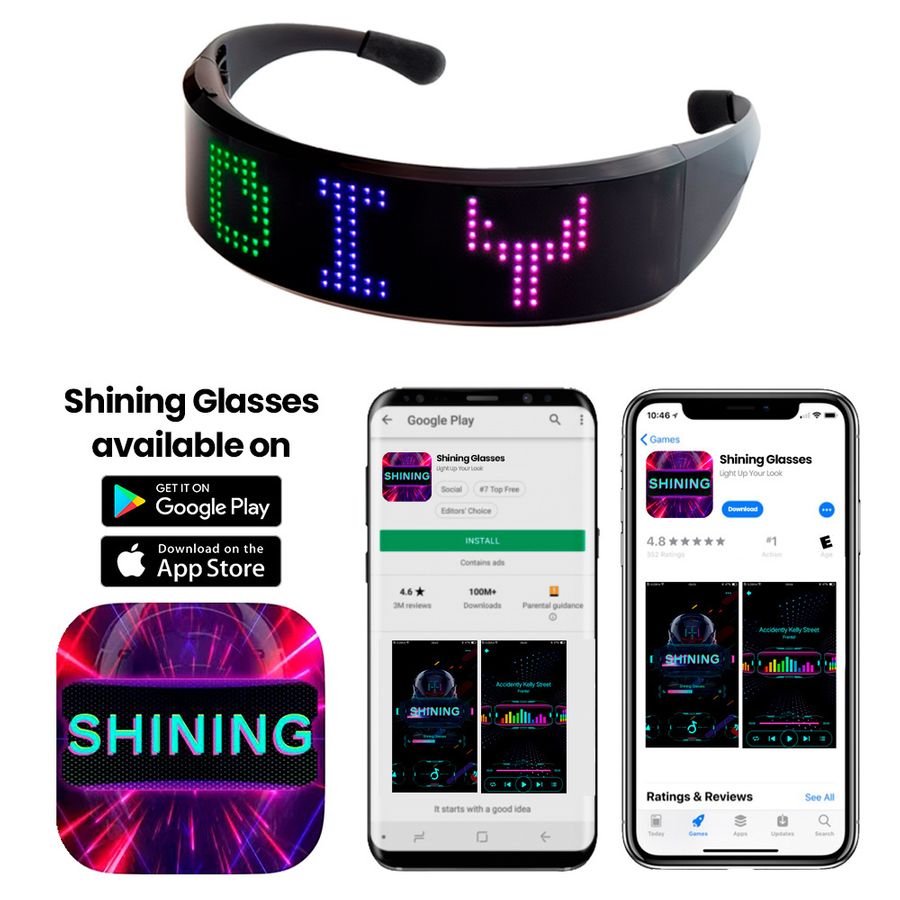 LED Light Up Glasses with Bluetooth - Custom Promo Now - UK