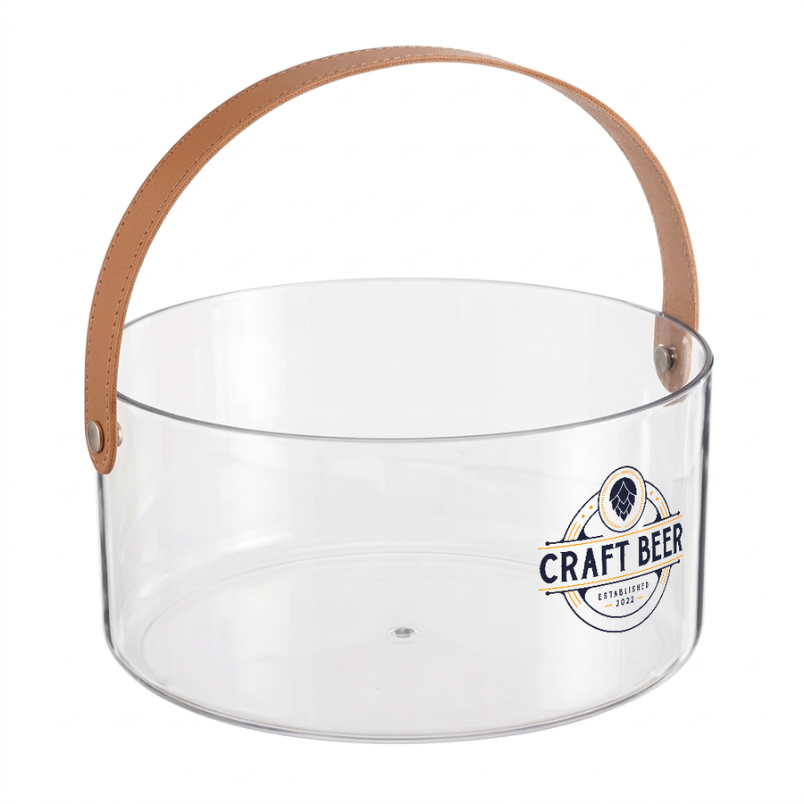 Leather-Strap Clear Drink Buckets - Custom Promo Now - UK