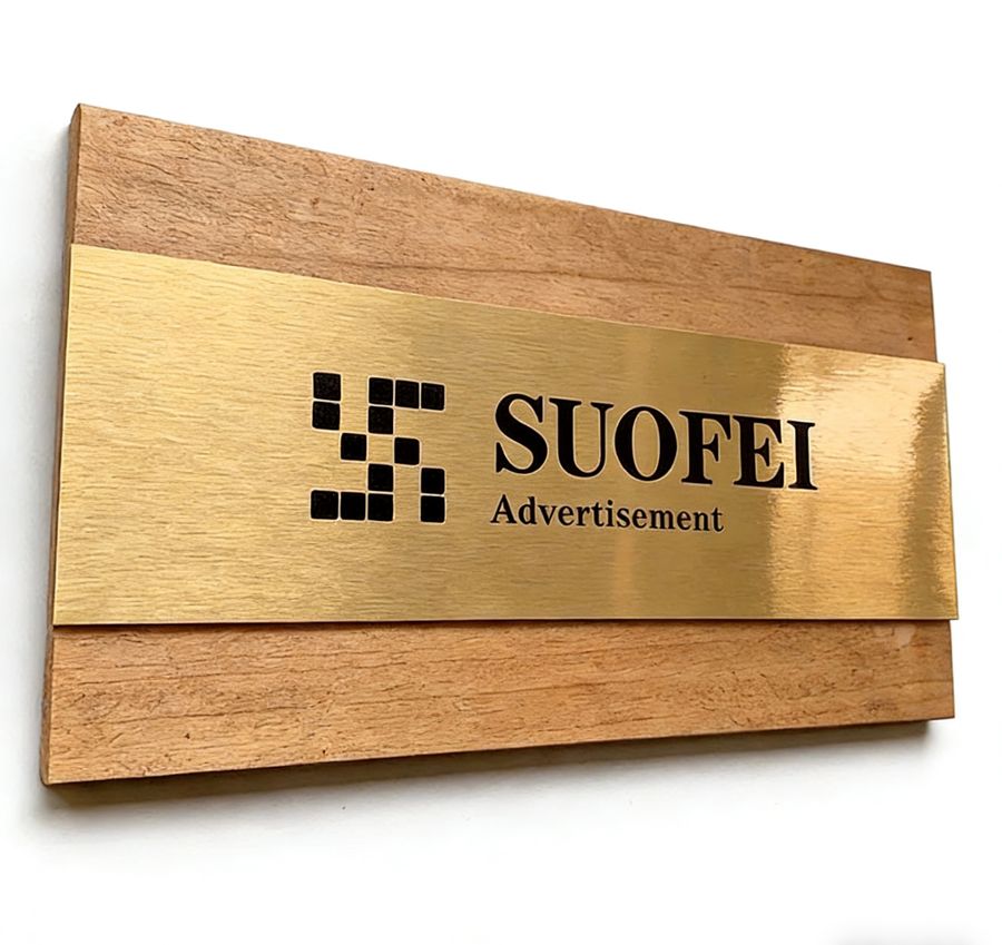Walnut Metal Door Signs - Custom Promo Now - UK
