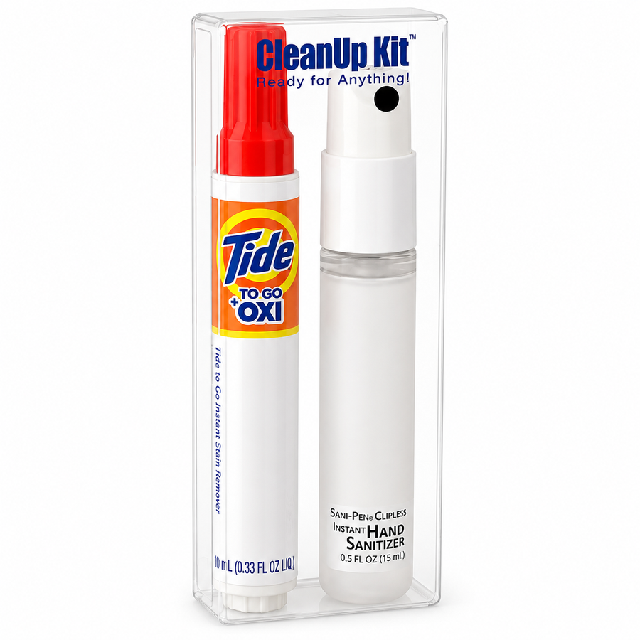 CleanUp Kit - Tide® to Go + Oxi and Sani-Pen® Clipless™ Travel Kits - Custom Promo Now - UK