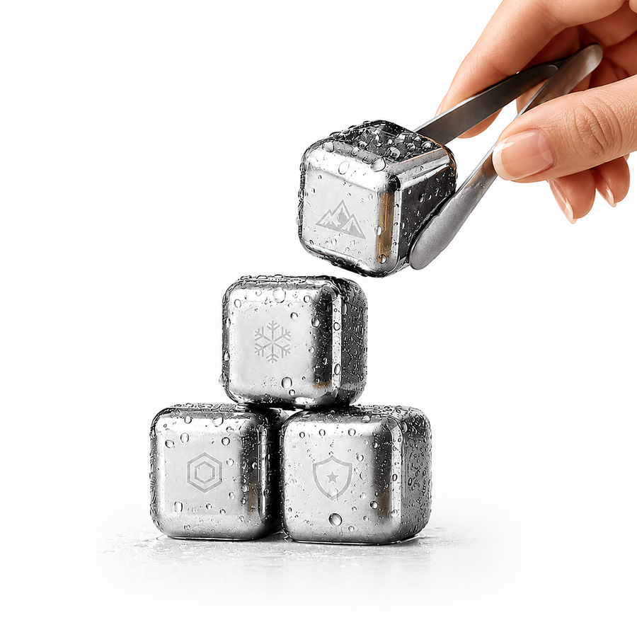 Silver Stainless Steel Ice Cubes - Custom Promo Now - UK