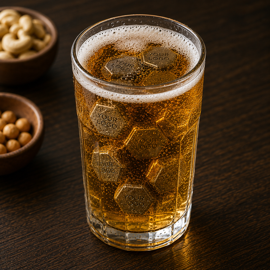 Hexagon Stainless Steel Ice Cubes - Custom Promo Now - UK