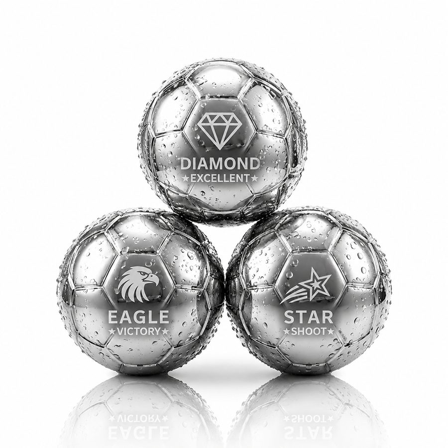 Soccer Ball Stainless Steel Ice Cubes - Custom Promo Now - UK