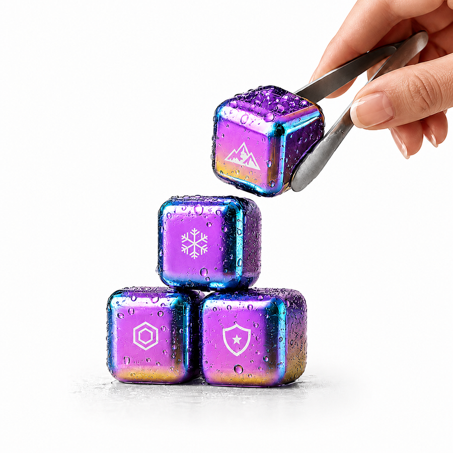 Rainbow Stainless Steel Ice Cubes - Custom Promo Now - UK