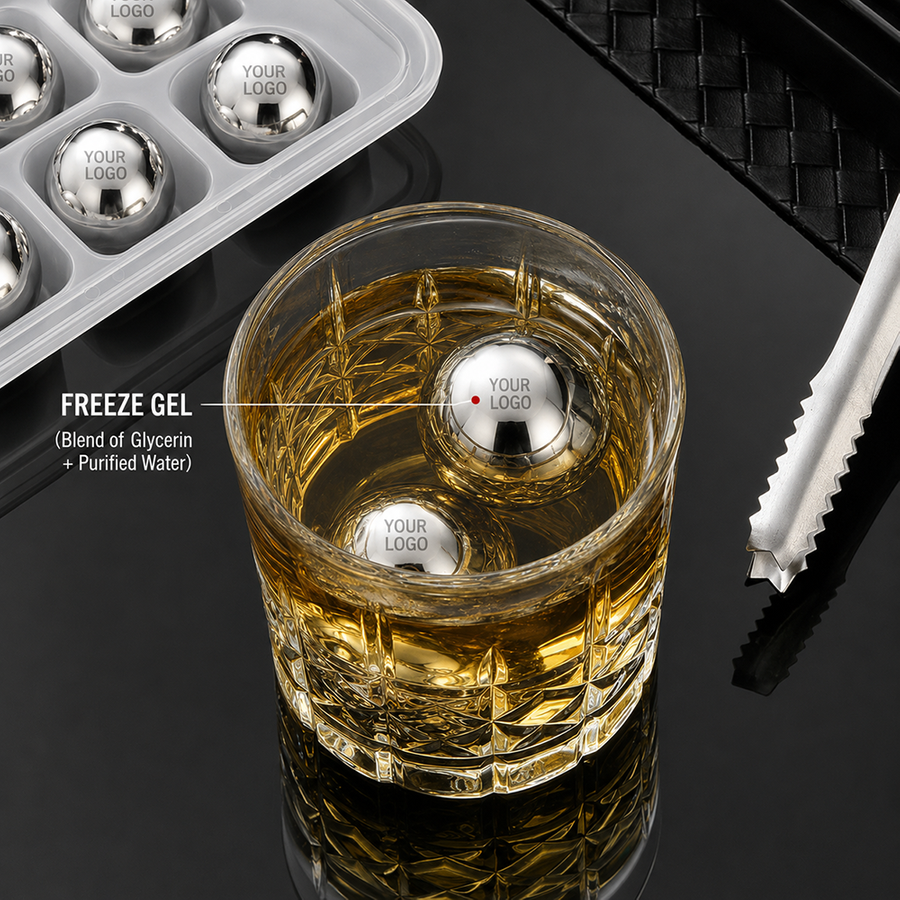 Soccer Ball Stainless Steel Ice Cubes - Custom Promo Now - UK