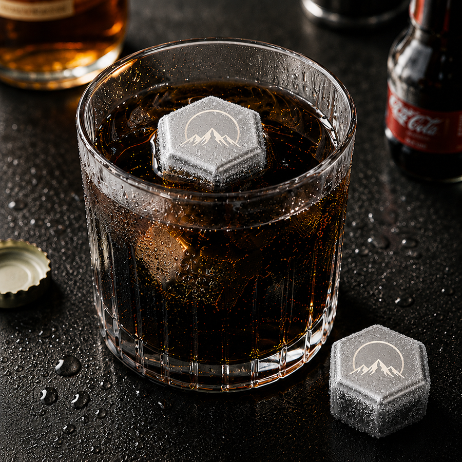 Hexagon Stainless Steel Ice Cubes - Custom Promo Now - UK