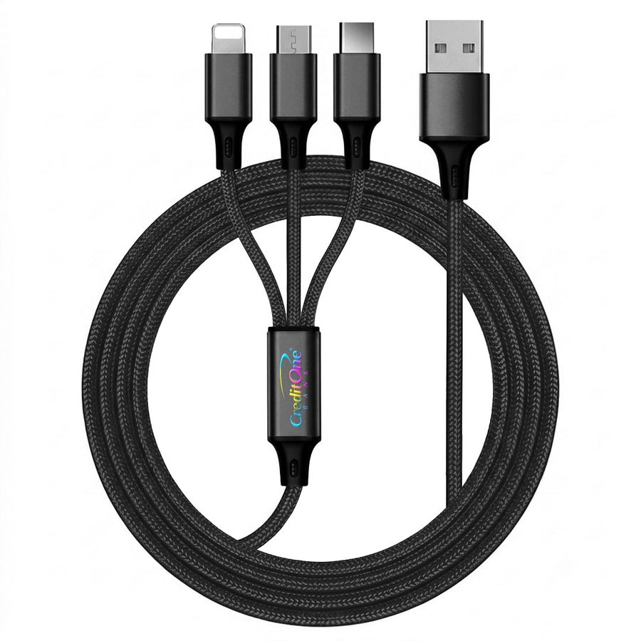 Nylon Braided 3-in-1 Charging Cables - Custom Promo Now - UK