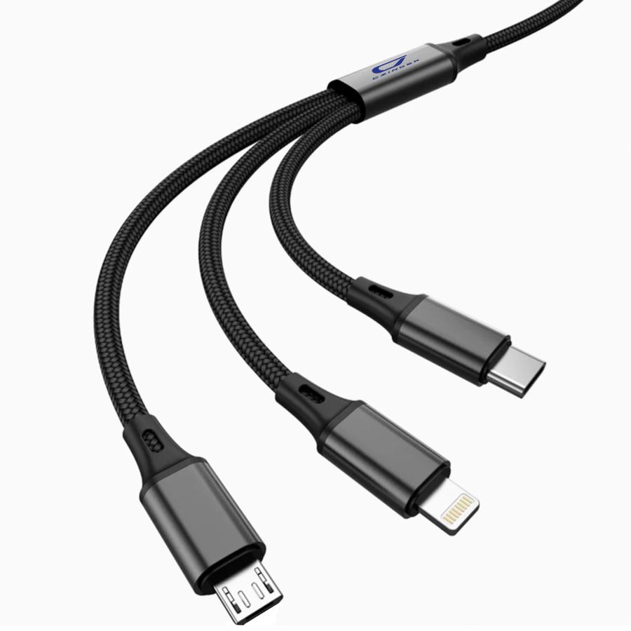Nylon Braided 3-in-1 Charging Cables - Custom Promo Now - UK